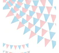 1/3/5 pezzi Bandierine triangolari per annuncio del del bambino, triangoli di carta azzurri e rosa, decorazioni appese adatte per festa di nascità (maschio o femmina), festa per annuncio del , complea