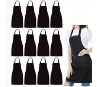1/3/5 pezzi, Grembiule in poliestere per donna, stile semplice nero con tasche, grembiule con vita rinforzata, moda per lavori domestici, cucina e uso quotidiano, forniture per la cucina Blu 1 pz,Nero