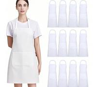 1/3/5 pezzi Grembiule in poliestere per donne, grembiule da bavaglino, stile semplice nero con tasche, grembiule in vita rinforzato con 2 tasche moda, abbigliamento domestico e da lavoro, grembiule da