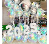 1/3/5 pezzi Palloncini rotondi in foil iridescente con effetto 4D olografico da 22"/32"/50", adatti per feste di compleanno, addio al nubilato, fidanzamento, matrimonio, tema di Frozen, tema dell Ocea