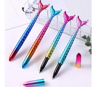 1/3/5 pezzi Penna a sfera creativa e colorata a forma di coda di sirena, penna neutra da sogno per firma, forniture per studenti, piccoli regali, penna ad acqua creativa a gradiente, penna a sfera con