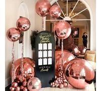 1/3/5 pz Palloncini rotondidi effetto 4D da 22/32 pollici in oro rosa, palloncini rotondi giganti 4D che possono galleggiare se riempiti di elio, adatti per decorazioni per compleanni in oro rosa, fes
