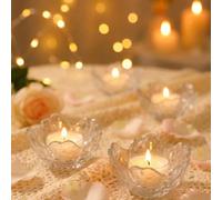 1/3/6/12 pezzi Portacandele decorativi a forma di fiore di ciliegio in vetro, supporto per candele da tavolo trasparente, adatto per soggiorno, sala da pranzo, decorazione tavolo da matrimonio, decora