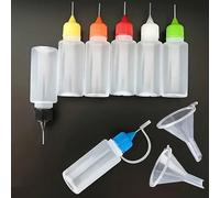 1/3/9 pezzi Bottiglie di liquido con punta di precisione da 0,34 oz, Mini imbuto, Bottiglie di colla con punta ad ago da 0,34 oz, Colore casuale, Adatte per fai da te, Pittura, Colla, Inchiostro, Arte