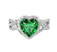 1-3 Anello di fidanzamento della gemma naturale del taglio del cuore S 10K 14K Emerald/Moissanite/Ruby/Sapphire/Opal Ring Halo Infinity Promise Anello di pietra per le navi personalizzate per le donne