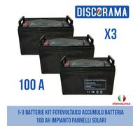 1-3 BATTERIE KIT FOTOVOLTAICO ACCUMULO BATTERIA 100 AH IMPIANTO PANNELLI SOLARI