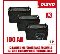 1-3 BATTERIE KIT FOTOVOLTAICO ACCUMULO BATTERIA 100 AH IMPIANTO PANNELLI SOLARI