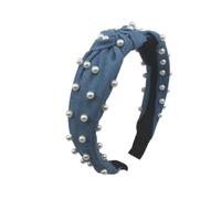 1/3 cerchietti per capelli in denim con stampa annodata per donne e ragazze per lo shopping lavaggio del viso cerchietti per capelli in denim semplice copricapo in denim (celeste)