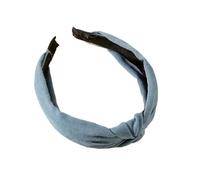 1/3 cerchietti per capelli in denim con stampa annodata per donne e ragazze per lo shopping per il lavaggio del viso Cerchietto per capelli semplice in denim (grigio rosato pallido)