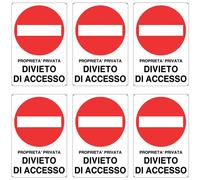[1,3 o 6Pz] Cartello Segnaletico Divieto di Accesso Proprietà Privata, 20X30cm