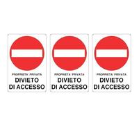 [1,3 o 6Pz] Cartello Segnaletico Divieto di Accesso Proprietà Privata, 20X30cm