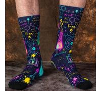 1/3 Paia di Calzini a Mezza Gamba con Motivo Graffiti di Conoscenza Scientifica, Calzini a Mezza Gamba da Uomo, Novità e Interessanti, Outfit Estivo 39-46Tessuto