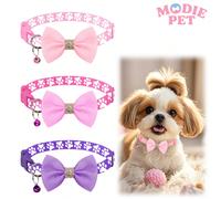 1/3 pezzi Collare regolabile con fiocco di paillettes alla moda e stampa di zampa carina, accessori decorativi per animali domestici piccoli per gatti e cani felici A,B,C,3 pezziLetterePoliestere