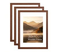 1/3 pezzi Cornice fotografica in legno da 30x40cm, cornice in legno classica, cornice in legno stile retrò da 30x40cm A4 A3, cornice rettangolare liscia e lucida di colore marrone retrò, adatta per de