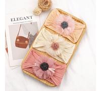 1/3 pezzi Fasce per capelli con fiori in tulle, morbide fasce per capelli in nylon jacquard per neonati Tagli UnicaPiantePoliammide