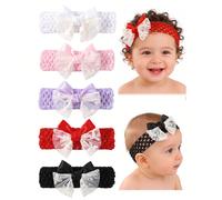 1/3 pezzi Fascia per capelli estiva per neonati con traforato, accessori per capelli con decorazione fiocco in pizzo, morbida, confortevole e delicata sulla pelle, fascia elastica rosa,Viola,Bianco,ro