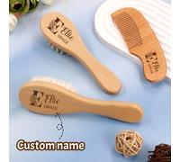 1/3 pezzi Regalo personalizzato per neonati, Set spazzola e pettine per capelli in legno personalizzato per neonati, Spazzola per bambini personalizzata, Regalo per festa di nascità per ragazze, Regal