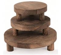 1/3 pezzi Supporti in legno per esposizione, piedistallo in legno per esporre, mini supporto rotondo in legno, stile rustico fattoria, supporto a più ripiani per decorazione casa e cucina, 3 dimension