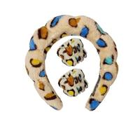 1/3 pz Set di cinturini per capelli con spugna Twist Spugna per capelli con stampa leopardata Fascia per capelli Fascia per il trucco viso