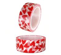 1/3 Rotolo di Nastro Washi a Motivo Cuori, Nastro Washi a Disegno di Cuori Rossi e Bianchi per il Ritorno a Scuola - Nastro Adesivo Decorativo, Adatto per San Valentino, Scrapbooking, Progetti Fai-da-