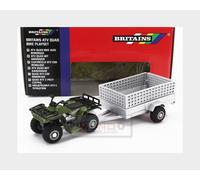 1:32 BRITAINS Yamaha Quad 4X4 With Trailer 2009 Green Silver LC43358