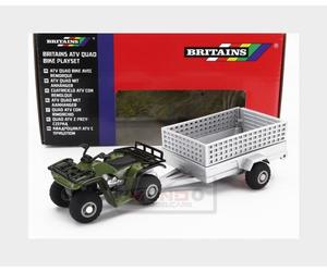 1:32 BRITAINS Yamaha Quad 4X4 With Trailer 2009 Green Silver LC43358