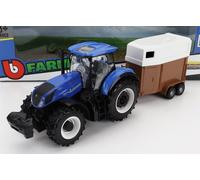 MODELLINO TRATTORE AGRICOLO STATICO NEW HOLLAND T7.315 2018 RIMORCHIO SCALA 1/32