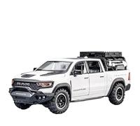 1:32 Per Dodge RAM Mammoth Pickup Truck Off Road Modello Di Auto Metallo Pressofuso Suono Luce Pull Back Regalo Per Ragazzi Giocattoli Metal Vehicles non RC(White)
