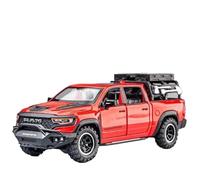 1:32 Per Dodge RAM Mammoth Pickup Truck Off Road Modello Di Auto Metallo Pressofuso Suono Luce Pull Back Regalo Per Ragazzi Giocattoli Metal Vehicles non RC(Rosso)