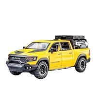 1:32 Per Dodge RAM Mammoth Pickup Truck Off Road Modello Di Auto Metallo Pressofuso Suono Luce Pull Back Regalo Per Ragazzi Giocattoli Metal Vehicles non RC(Yellow)