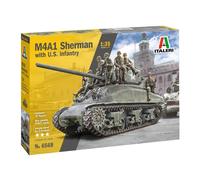 Italeri IT6568 Modellino Veicolo da Guerra In Plastica da Montare, M4A1 Sherman With Infantry, Scala 1:35