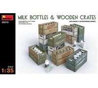 1:35 Miniart Milk bottles & wodden Crates Kit MIN35573 Modellino