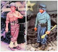 【1/35】 soldato in resina modello miniatura soldati americani WWII kit modello in resina non assemblato e non dipinto (2 persone) (nv5R- 1)