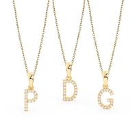 1.3cm Diamante Taglio Rotondo Iniziale Ciondolo Collana Vero 14K Oro Giallo All