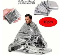 1/4/10 pezzi Coperta termica di emergenza da 51" x 82", adatta per kit di pronto soccorso, leggera e impermeabile, per calamità naturali, per mantenere il calore corporeo, in foil di poliestere riflet