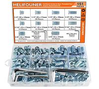 1/4-20, 5/16-18, 3/8-16 inserti filettati, inserti in legno, inserti filettati in acciaio per viti per mobili in legno, HELIFOUNER 148 pezzi 1/4"-20, 5/16"-18, 3/8"-16 Kit inserti filettati con chiave esagonale