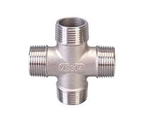 1/4" 3/8" 1/2" 3/4" 1" 1-1/4" 1-1/2" 2" Male Cross 4 Ways Splitter 304 Stainless Pipe Fitting Connector Wate Gas Fuel Oil(3/8")