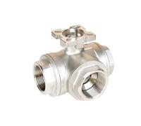 1/4" 3/8" 1/2" 3/4" 1" 2"SS304 Stainless Steel High Platform Three-way Ball Valve T/L Type Female Thread DN8/DN10/DN15/DN20/DN25(3/4",T Type)