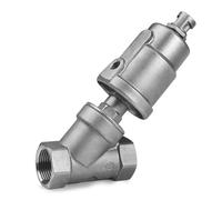 1/4" 3/8" 1/2" 3/4" 1" BSPT Female Thread Y-Shaped 304 Stainless Steel Pneumatic Actuated Angle Seat Valve for Water Gas Oil(1",BSPT_STAINLESS HEAD_NORMALLY OPEN)