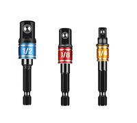 1/4 "3/8" 1/2 "Adattatore for presa di corrente Grado di impatto Codolo esagonale Punta quadrata Prese for trapano elettrico Set di punte Estensione del manicotto for chiave inglese(3 in 1 black)