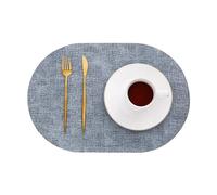 1/4/6PCS Oval Kitchen Placemats Faux Leather Table Coffee Mats Oil-Proof Waterproof Place Dining Home(D,6pcs 30x44cm)