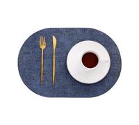1/4/6PCS Oval Kitchen Placemats Faux Leather Table Coffee Mats Oil-Proof Waterproof Place Dining Home(A,1pcs 30x44cm)
