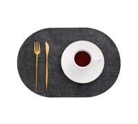 1/4/6PCS Oval Kitchen Placemats Faux Leather Table Coffee Mats Oil-Proof Waterproof Place Dining Home(Vin dark grey,4pcs 30x44cm)