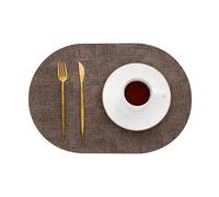 1/4/6PCS Oval Kitchen Placemats Faux Leather Table Coffee Mats Oil-Proof Waterproof Place Dining Home(Vin coffee,1pcs 30x44cm)