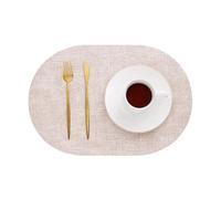 1/4/6PCS Oval Kitchen Placemats Faux Leather Table Coffee Mats Oil-Proof Waterproof Place Dining Home(Vin pink,6pcs 30x44cm)
