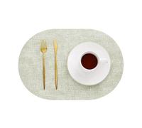1/4/6PCS Oval Kitchen Placemats Faux Leather Table Coffee Mats Oil-Proof Waterproof Place Dining Home(Vin green,1pcs 30x44cm)