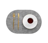 1/4/6PCS Oval Kitchen Placemats Faux Leather Table Coffee Mats Oil-Proof Waterproof Place Dining Home(Vin light grey,6pcs 30x44cm)