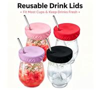 1/4/8 pezzi Copri bicchieri riutilizzabili con design perforato, buona elasticità, adatti a varie forme di bicchieri. Protezione elastica per il bordo dei bicchieri da cocktail, adatti per bevande da 
