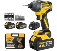 1/4" Avvitatore a Impulsi 300 Nm, 21V Avvitatore a Percussione Brushless, Serrare e Rimuovere Rapidamente le Viti, Avvitatore ad Impulsi con Batteria 2 * 4000mAh & 14 Prese & 10 Punte per Cacciavite