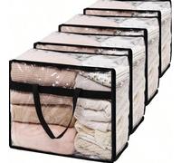 1/4 Borsa per conservazione coperte, Borsa di stoccaggio in plastica trasparente extra large da 40 litri, adatta per conservare vestiti, biancheria da letto, forniture per traslochi, con cerniera e ma